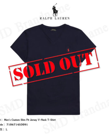 Polo Ralph Lauren เสื้อยืดคอวีผู้ชาย รุ่น Men's Custom Slim Fit Jersey V-Neck T-Shirt Code: 710671453091