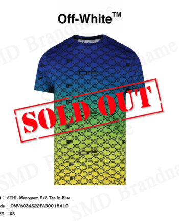 Off-White เสื้อยืดคอกลม รุ่น ATHL MONOGRAM S/S TEE in blue Code: OMVA034S22FAB0018410