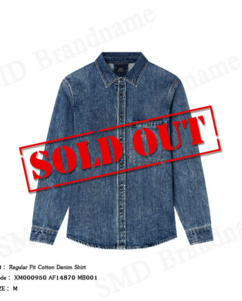 Armani Exchange เสื้อเชิ้ตยีนส์แขนยาวผู้ชาย รุ่น Regular Fit Cotton Denim Shirt Code: XM000950 AF14870 MB001