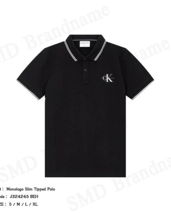 Calvin Klein Jeans เสื้อโปโลผู้ชาย รุ่น Monologo Slim Tipped Polo Code: J324245 BEH