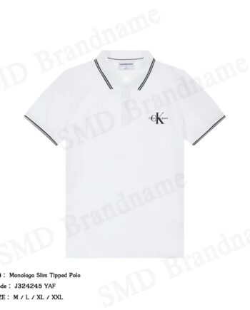 Calvin Klein Jeans เสื้อโปโลผู้ชาย รุ่น Monologo Slim Tipped Polo Code: J324245 YAF
