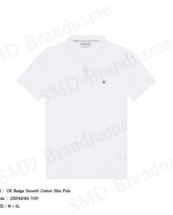 Calvin Klein Jeans เสื้อโปโลผู้ชาย รุ่น CK Badge Smooth Cotton Slim Polo Code: J324246 YAF
