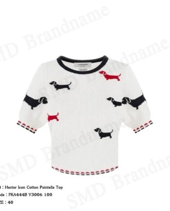 Thom Browne เสื้อยืดคอกลมผู้หญิง รุ่น Hector Icon Cotton Pointelle Top Code: FKA444B Y3006 100