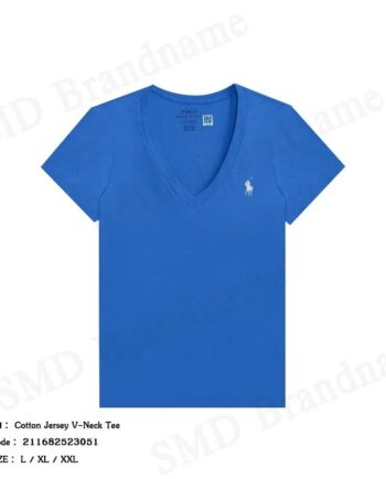 Polo Ralph Lauren เสื้อยืดคอวีผู้หญิง รุ่น Cotton Jersey V-Neck Tee Code: 211682523051