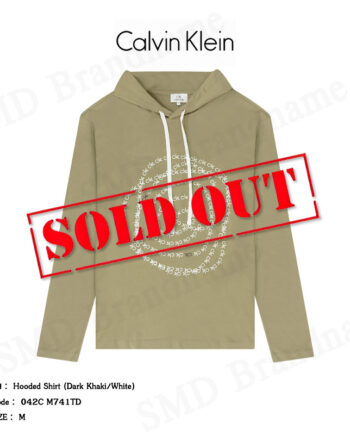 CK Calvin Klein เสื้อยืดแขนยาว รุ่น Hooded Shirt (Dark Khaki/White) Code: 042C M741TD