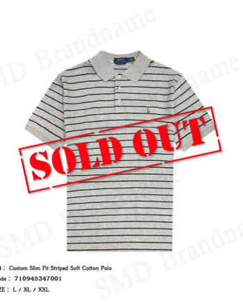 Polo Ralph Lauren เสื้อโปโลผู้ชาย รุ่น Custom Slim Fit Striped Soft Cotton Polo Code: 710945347001
