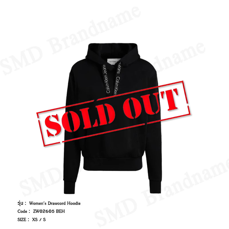 Calvin Klein Jeans เสื้อสเวตเตอร์แขนยาวผู้หญิง รุ่น Women's Drawcord Hoodie Code: ZW02605 BEH