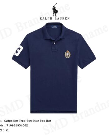 Polo Ralph Lauren เสื้อโปโลผู้ชาย รุ่น Custom Slim Triple-Pony Mesh Polo Shirt Code: 710935534002