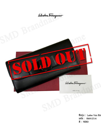 Salvatore Ferragamo กระเป๋าสตางค์หนังใบยาวแบบแต็ป รุ่น Ladies Vala Ribbon Leather Code: 0691214