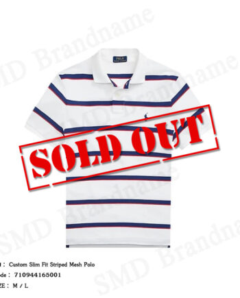 Polo Ralph Lauren เสื้อโปโลผู้ชาย รุ่น Custom Slim Fit Striped Mesh Polo Code: 710944165001