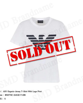 Emporio Armani  เสื้อยืดคอกลมผู้หญิง รุ่น ASV Organic-Jersey T-Shirt With Logo Print Code: 8N2T9C 2J53Z F108