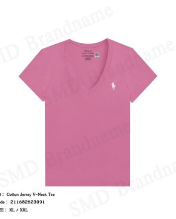 Polo Ralph Lauren เสื้อยืดคอวีผู้หญิง รุ่น Cotton Jersey V-Neck Tee Code: 211682523091