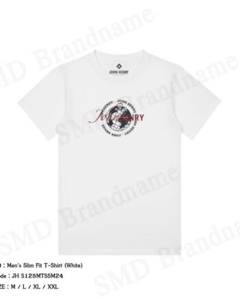 John Henry เสื้อยืดคอกลมผู้ชาย รุ่น Men's Slim Fit T-Shirt (White) Code: JH S125MTSSM24
