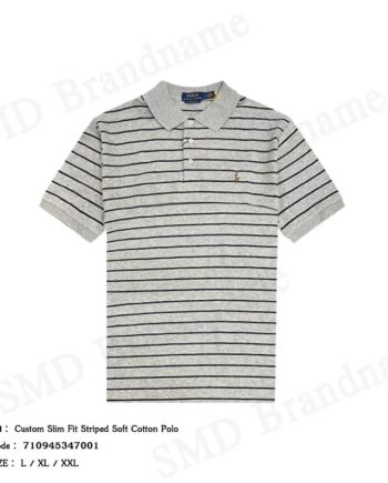 Polo Ralph Lauren เสื้อโปโลผู้ชาย รุ่น Custom Slim Fit Striped Soft Cotton Polo Code: 710945347001