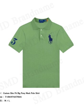 Polo Ralph Lauren เสื้อโปโลผู้ชาย รุ่น Custom Slim Fit Big Pony Mesh Polo Shirt Code: 710697457064