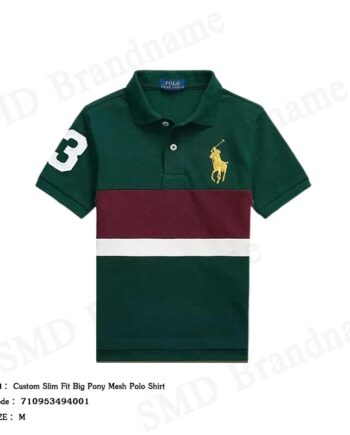 Polo Ralph Lauren เสื้อโปโลผู้ชาย รุ่น Custom Slim Fit Big Pony Mesh Polo Shirt Code: 710953494001