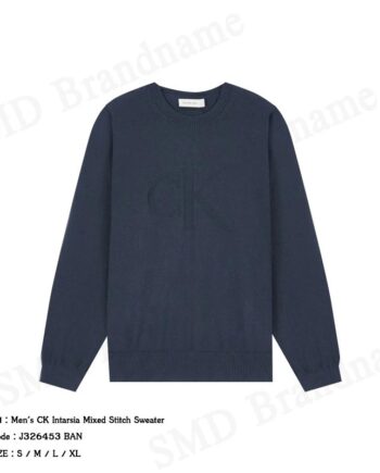 Calvin Klein Jeans เสื้อสเวตเตอร์แขนยาวผู้ชาย รุ่น Men's CK Intarsia Mixed Stitch Sweater Code: J326453 BAN