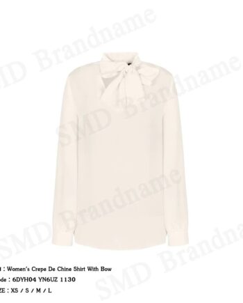 Armani Exchange เสื้อเบลาส์ผู้หญิง รุ่น Women's Crepe De Chine Shirt With Bow Code: 6DYH04 YN6UZ 1130