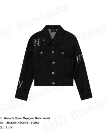 MLB เสื้อแจ็คเก็ตผู้หญิง รุ่น Women's Crystal Megagram Denim Jacket Code: 3FDKS0144GP001 50BKS