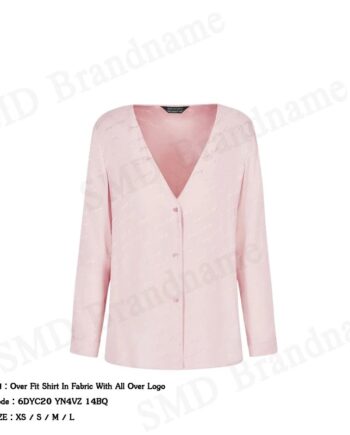 Armani Exchange เสื้อเบลาส์ผู้หญิง รุ่น Over Fit Shirt In Fabric With All Over Logo Code: 6DYC20 YN4VZ 14BQ