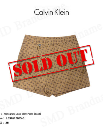 CK Calvin Klein กางเกงขาสั้น รุ่น Monogram Logo Skirt Pants (Sand) Code: 1890W PW243