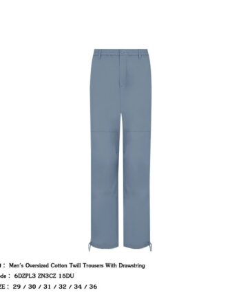 Armani Exchange กางเกงขายาวผู้ชาย รุ่น Men's Oversized Cotton Twill Trousers With Drawstring Code: 6DZPL3 ZN3CZ 15DU