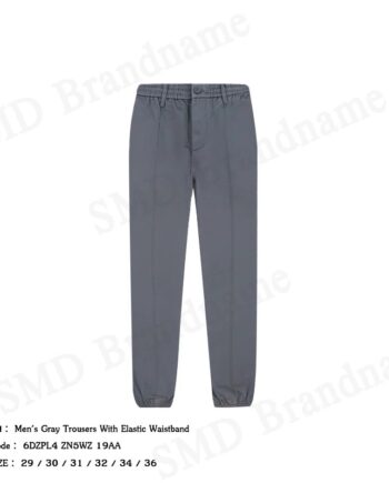 Armani Exchange กางเกงขายาวผู้ชาย รุ่น Men's Gray Trousers With Elastic Waistband Code: 6DZPL4 ZN5WZ 19AA