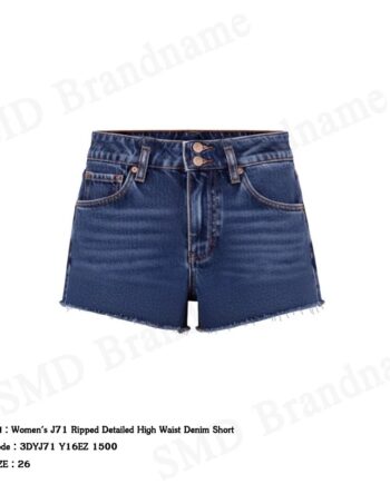 Armani Exchange กางเกงยีนส์ขาสั้นผู้หญิง รุ่น Women's J71 Ripped Detailed High Waist Denim Short Code: 3DYJ71 Y16EZ 1500