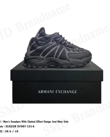 Armani Exchange รองเท้าผ้าใบผู้ชาย รุ่น Men's Sneakers With Optical Effect Design And Maxi Sole Code: XUX238 XV907 U314