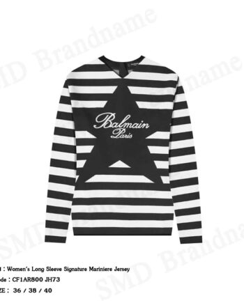 Balmain เสื้อแขนยาวผู้หญิง รุ่น Women's Long Sleeve Signature Mariniere Jersey Code: CF1AR800 JH73