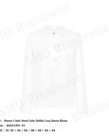 G2000 เสื้อเบลาส์ผู้หญิง รุ่น Women's Satin Stand Collar Ruffled Long Sleeves Blouse Code: 46241091 01