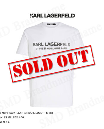 Karl Lagerfeld เสื้อยืดคอกลม รุ่น Men's Faux-Leather Karl Logo T-Shirt Code: 221M1702