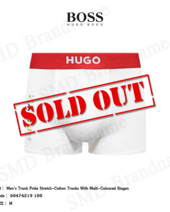 Hugo Boss กางเกงชั้นในผู้ชาย รุ่น Men's Trunk Pride Stretch-Cotton Trunks With Multi-Coloured Slogan Code: 50474219 100