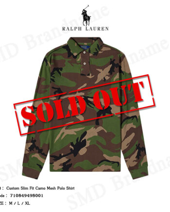 Polo Ralph Lauren เสื้อโปโลแขนยาว รุ่น Custom Slim Fit Camo Mesh Polo Shirt Code 710849498001