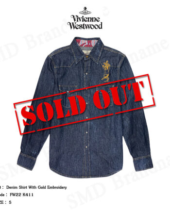 Vivienne Westwood เสื้อเชิ้ตแขนยาว รุ่น Denim shirt with gold embroidery Code: FW22 K411