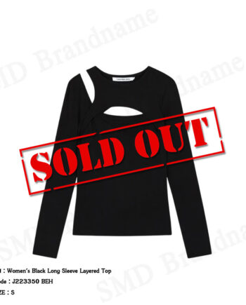Calvin Klein Jeans เสื้อยืดแขนยาวผู้หญิง รุ่น Women's Black Long Sleeve Layered Top Code: J223350 BEH