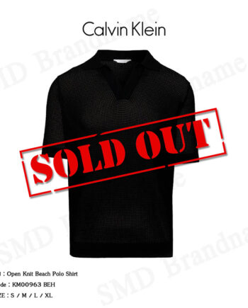 Calvin Klein Swimwear เสื้อโปโลถัก รุ่น Open Knit Beach Polo Shirt Code: KM00963 BEH