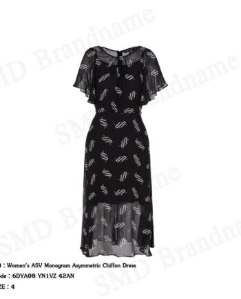 Armani Exchange ชุดเดรสผู้หญิง รุ่น Women's ASV Monogram Asymmetric Chiffon Dress Code: 6DYA08 YN1VZ 42AN