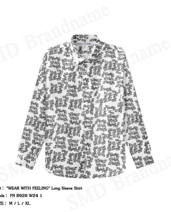 Comme Des Garçons เสื้อเชิ้ตแขนยาวผู้ชาย รุ่น "WEAR WITH FEELING" Long Sleeve Shirt Code: FN B020 W24 1
