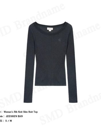 Calvin Klein Jeans เสื้อยืดแขนยาวผู้หญิง รุ่น Women's Rib Knit Slim Knit Top Code: J225029 BAN