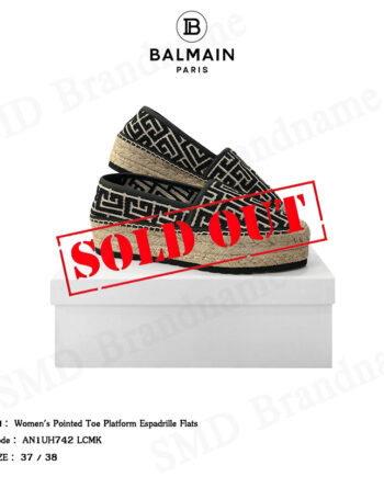 Balmain รองเท้าสลิปออน รุ่น Women's Pointed Toe Platform Espadrille Flats Code: AN1UH742 LCMK