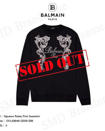 Balmain เสื้อสเวตเตอร์แขนยาว รุ่น Signature Paisley Print Sweatshirt Code: CH1JQ040 GD30 EDK