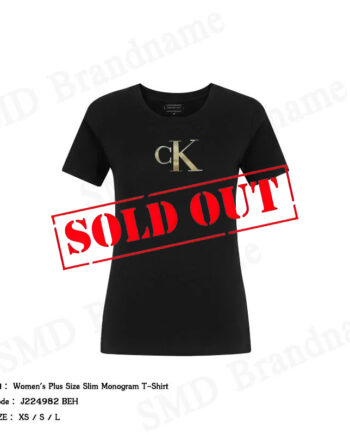 Calvin Klein Jeans เสื้อยืดคอกลมผู้หญิง รุ่น Women's Plus Size Slim Monogram T-Shirt Code: J224982 BEH