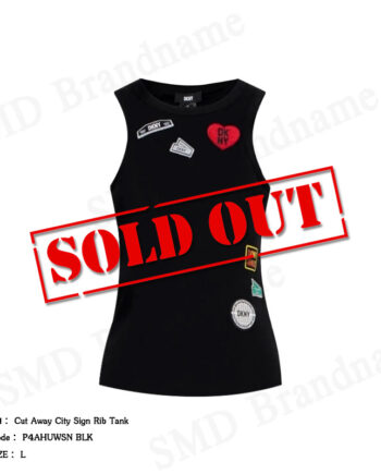 DKNY เสื้อกล้ามผู้หญิง รุ่น Cut Away City Sign Rib Tank Code: P4AHUWSN BLK