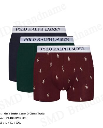 Polo Ralph Lauren กางเกงชั้นในผู้ชาย รุ่น Men's Stretch Cotton 3 Classic Trunks Code: 714830299123