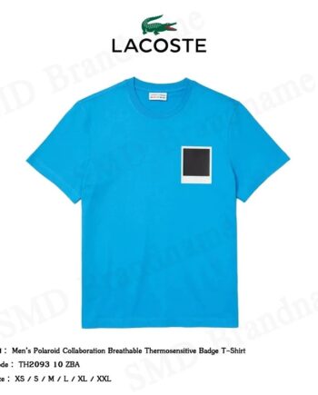 Lacoste เสื้อยืดคอกลม รุ่น Men’s Polaroid Collaboration Breathable Thermosensitive Badge T-Shirt Code: TH2093 10 ZBA
