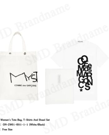 Comme Des Garçons เซ็ทกระเป๋า เสื้อยืดผู้หญิง รุ่น Tote Bag,T-Shirts And Shawl Set Code: ON-Z901-051-1-1 (White/Black)