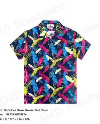 John Henry เสื้อเชิ้ตแขนสั้นผู้ชาย รุ่น Men's Short Sleeves Hawaiian Shirt (Navy) Code: JH S325MSSRL24
