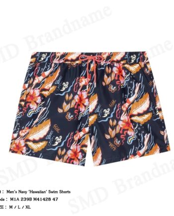 Paul Smith กางเกงว่ายน้ำผู้ชาย รุ่น Men's Navy 'Hawaiian' Swim Shorts Code: M1A 239B M41428 47