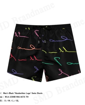 Paul Smith กางเกงว่ายน้ำผู้ชาย รุ่น Men's Black 'Handwritten Logo' Swim Shorts Code: M1A 239B M41473 79